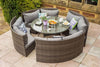 Round Grey Rattan Sofa Set with Dining Table