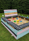 Pallet Road Track Sandbox with Backrest