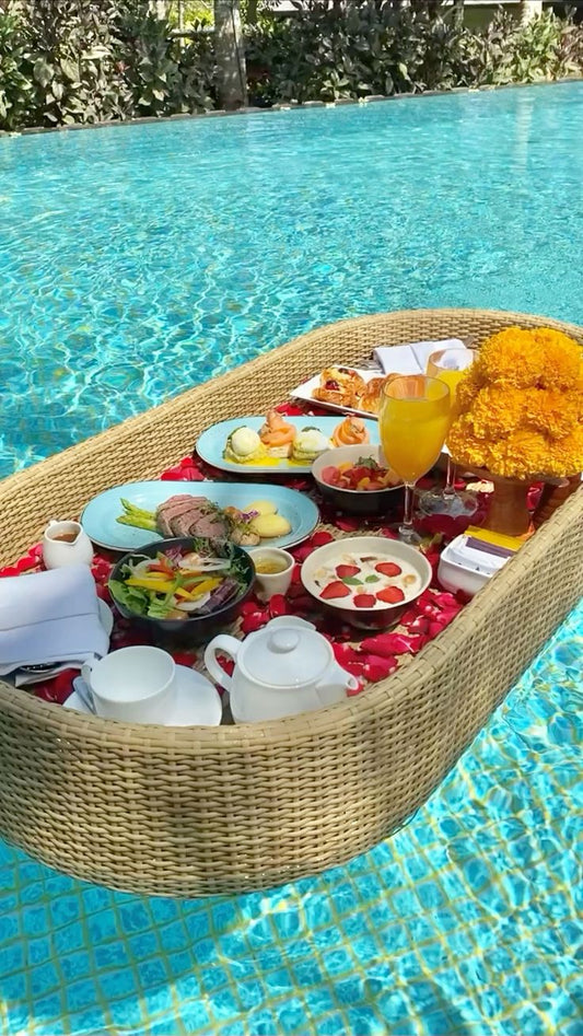 Natural Rattan Large Oval Floating Tray