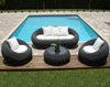 Black Rattan Oval Sofa Set with White Cushions