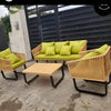 Lime Cushion Cane-Style Sofa Set