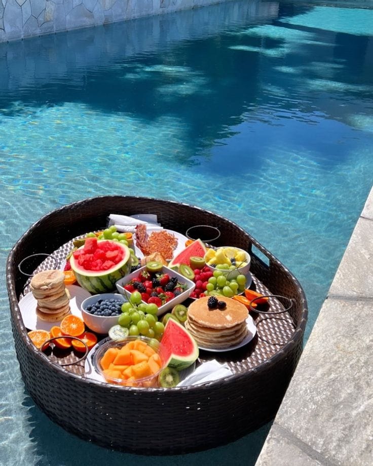 Dark Brown Round Floating Fruit Tray