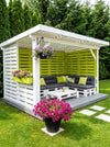Modern Pallet Pergola Lounge with Lime Green Panels