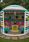 Colourful Round Pallet Gazebo with Striped Dome Roof