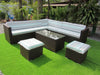 Rattan L-Shaped Sofa Set with Stool Tables