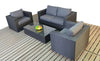 Black Rattan Sofa Set with Grey Cushions