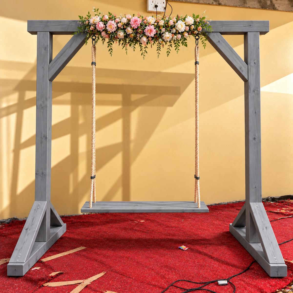 Elegant Wooden Outdoor Swing for Garden