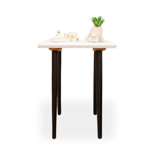 Top White And Legs Black Square Table 230900018