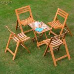 4 Chair 1 Table Set Wooden 230900009