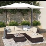 HCS 6 SEATER Rattan L shape sofa with table