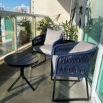 Rattan rope chairs with table