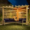 Outdoor Patio Corner Pergola with Cushions