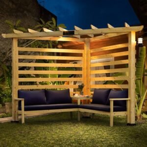 Outdoor Patio Corner Pergola with Cushions